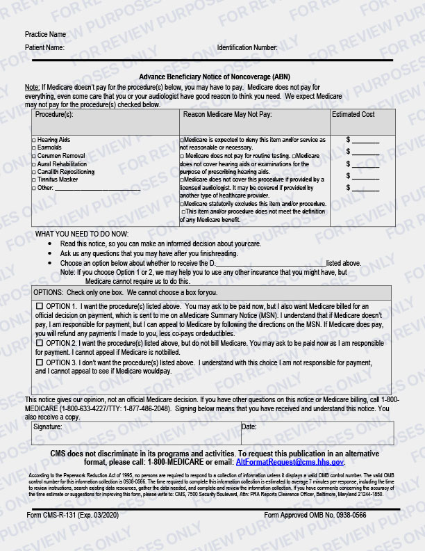  Customized Advanced Beneficiary Notice (ABN) - Voluntary